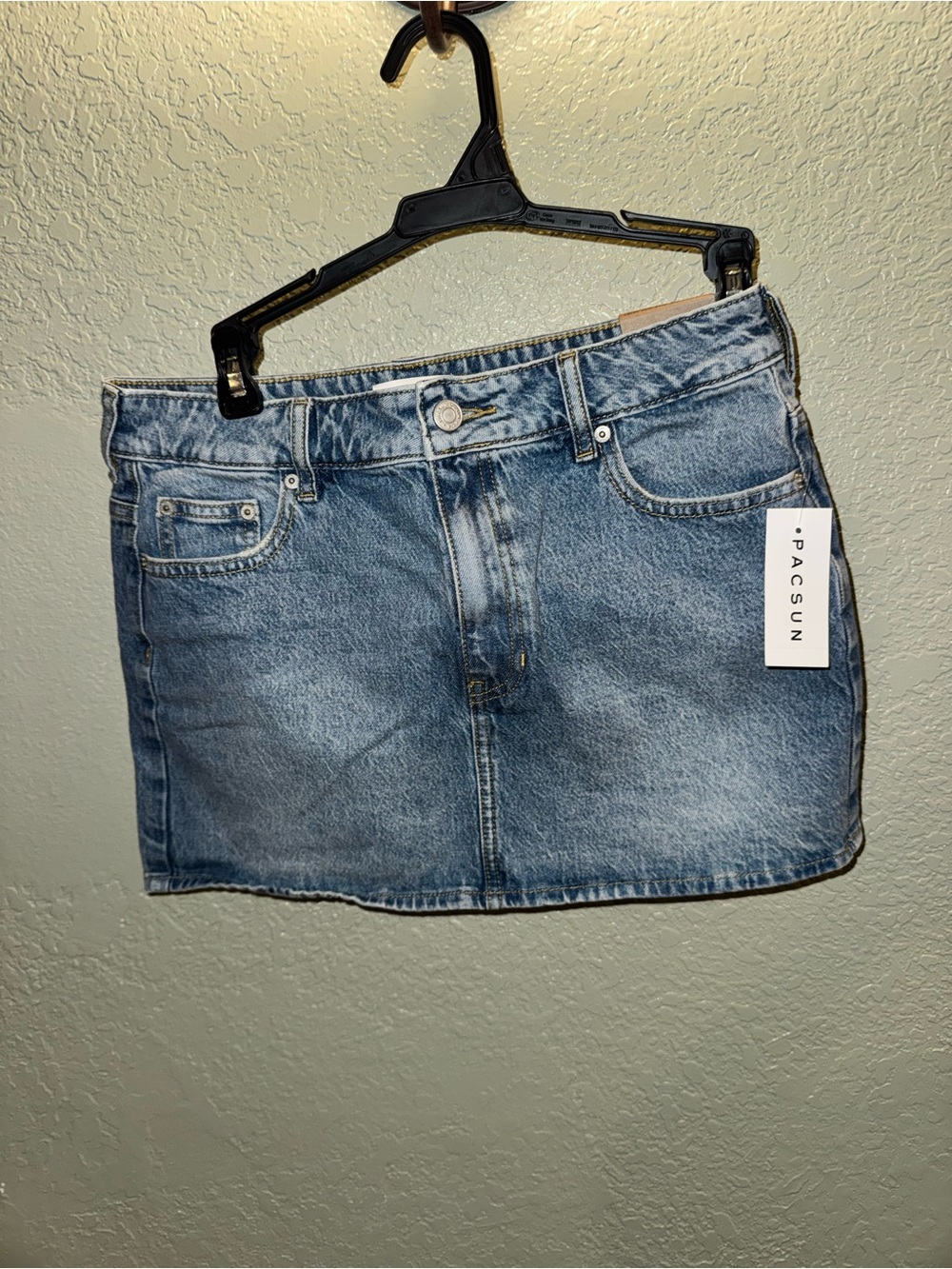 PacSun Light Wash Denim Mini Skirt - Light Blue - Picture 2 of 4
